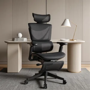 Button Control Ergonomic Mesh Task Chair with 3-Level Recline Lock, High-end Office chair, Executive Mesh Task Chair, Office Chair with Adjustable Backrest & Lumbar Support & 3D Armrests & 2D Headrest